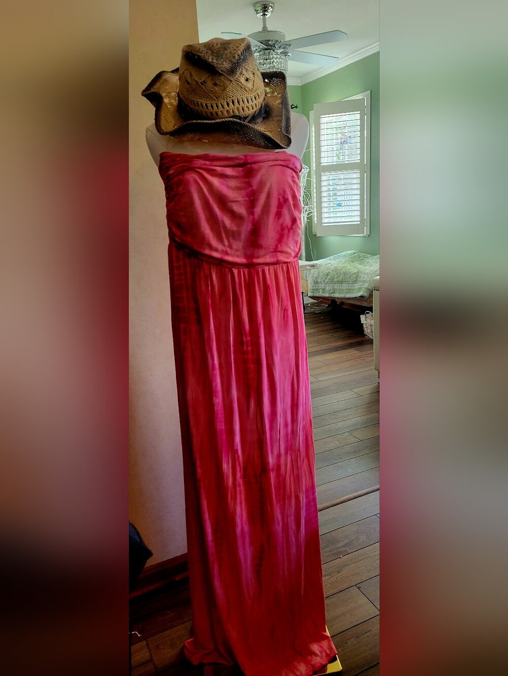Boston Proper Strapless Pink Tie-Dye Maxi Dress